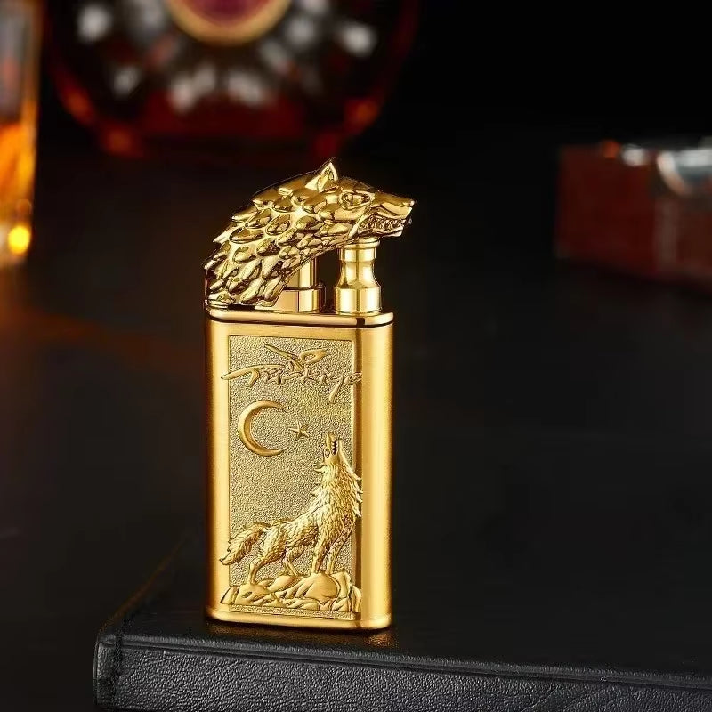 Windproof 3D Dragon Double Flame Lighter Metal Double Flame Conversion Jet Inflatable Portable Lighter Trendy Men'S Gift