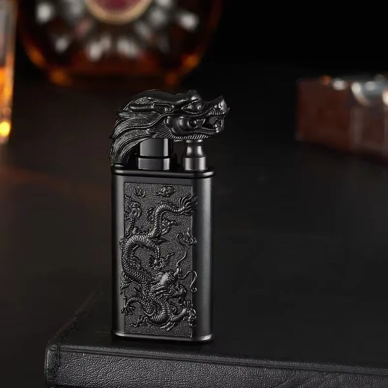 Windproof 3D Dragon Double Flame Lighter Metal Double Flame Conversion Jet Inflatable Portable Lighter Trendy Men'S Gift